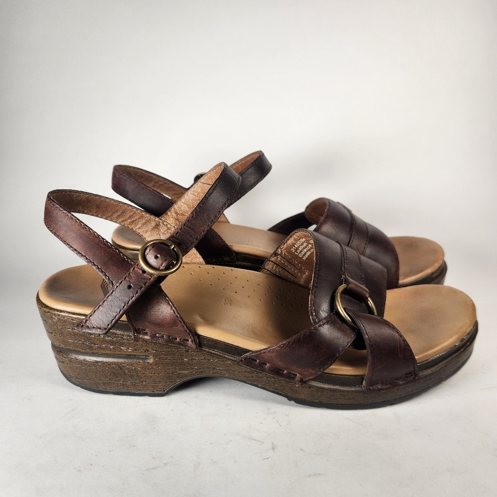 DANSKO Women's Melina Waxy Bark Sandal 39 / 9 Brown Leather Comfort Casual Shoe - Picture 2 of 10